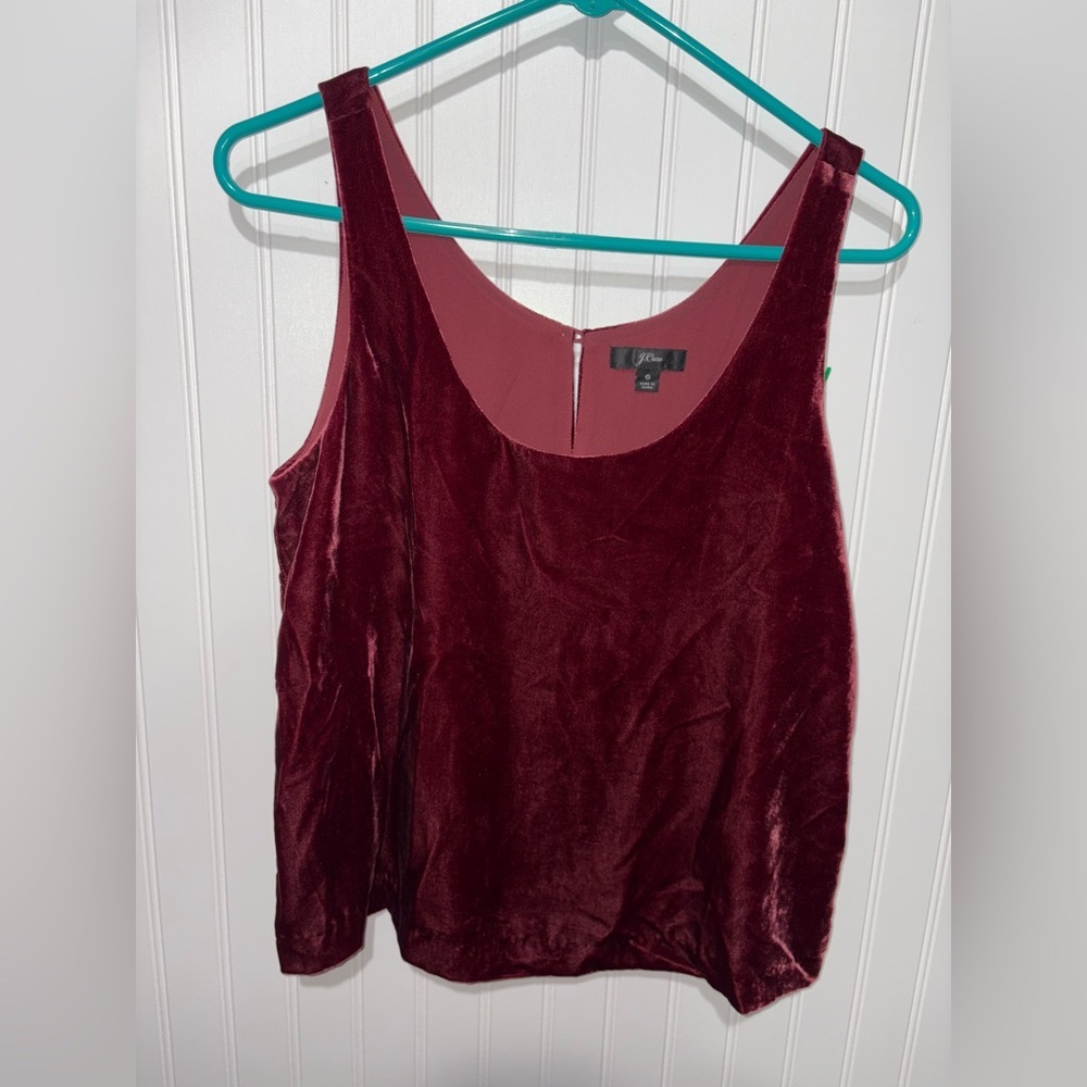 J. Crew Lush Velvet Burgundy Tank Top| Size 6
